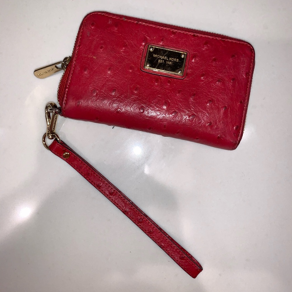 Red Michael Kors Wristlet